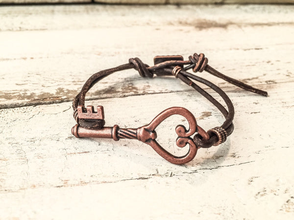 Boho Key Bracelet, Leather Bracelet B029