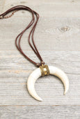 White Horn Tribal Boho Necklace - Gypsy Hippie African Bone Earthy Native American Indian Western Statement Bohemian Ethnic Handmade Jewelry