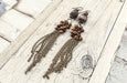 Agate Chain Tassel Earrings, Gypsy Long Earrings, Gypsy Tassel Earrings, Bohemian Agate Earrings, Hippie Earrings, Boho Earrings, E043