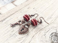 Key Heart Locket Boho Earrings - Cute Dangle Lovely Valentine's Day Adorable Gift for Her Gypsy Steampunk Hippie Key to Your Heart Jewelry