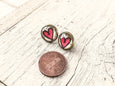 Heart Stud Earrings, Cabochon Earrings, Tiny Stud Earrings, Bohemian Gypsy Earrings