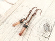 Quartz Crystal Dangle Crystal Boho Crystal Chain Earrings, Long Copper Metal Natural Earthy Rustic Gypsy Simple Wire Jewelry