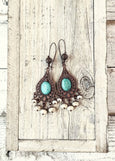 Teardrop Turquoise Earrings, Boho Statement Earrings, Long Gypsy Earrings, Blue Stone Earrings, Bohemian Big Earrings