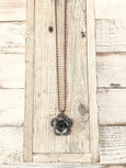 Flower Pendant, Rose Metal Necklace, Boho Flower Necklace, Long Necklace, Valentine's Day Necklace, N185.1