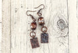 Dragonfly Gypsy Agate Rustic Boho Gypsy Fly Earrings, Insect Rustic Earthy Simple Hippie Freedom Bohemian Metal Copper Jewelry