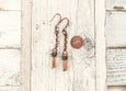 Quartz Crystal Dangle Crystal Boho Crystal Chain Earrings, Long Copper Metal Natural Earthy Rustic Gypsy Simple Wire Jewelry