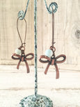 Bow Earrings, Cute Bow Earrings, Long Dangle Earrings, Boho Simple Earrings, Blue Amazonite Earrings, E136.1