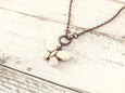 Butterfly Pendant, White Butterfly Necklace, Boho White Necklace, Long Stone Necklace, N104.1