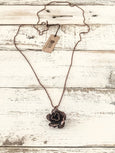 Flower Pendant, Rose Metal Necklace, Boho Flower Necklace, Long  Necklace, Valentine's Day Necklace, N185.3