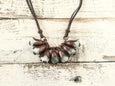 Blue Jade Necklace, Jade and Leather Necklace, Short Stone Necklace, Blue Stone Necklace, Leaf Boho Necklace, N168