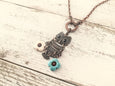 Boho Owl Pendant, Owl Gift Necklace, Owl Lover Necklace, Owl and Flower Pendant, N140