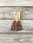 Boho Gypsy Triangle Leather Statement Rustic Earrings