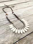 Boho Tribal Ethnic White Teardrop Stone Gypsy Necklace