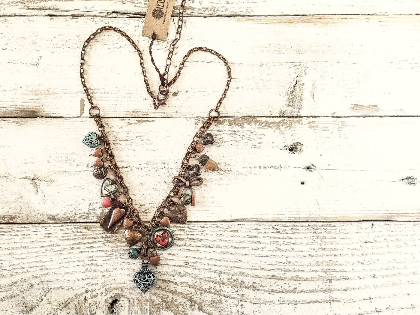 Heart Charm Boho Necklace, Lovely Adorable Cute Special Gift for Her Wife Mother Sister Daughter Love Girlfriend Valentine's Day Jewelry Set