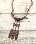 Boho Feather Necklace, Tribal Native Leather Necklace, Boho Chic Necklace, Statement Gypsy Necklace, N191