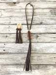 Agate Leather Fringe Statement Boho Gypsy Tribal Necklace