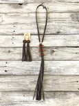 Carnelian Leather Fringe Statement Boho Gypsy Tribal Earrings