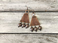 Boho Gypsy Triangle Leather Statement Rustic Earrings