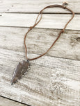 Tribal Agate Arrowhead Boho Leather Necklace