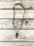 Tribal Agate Arrowhead Boho Leather Necklace