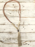 Boho Sparkly Cream Crystal Leather Necklace