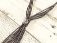 Boho Sparkly Charcoal Gray Crystal Leather Necklace