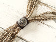 Vintage Gold Boho Sparkly Crystal Leather Necklace
