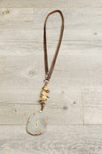 Agate Wood Leather Boho Gypsy Necklace