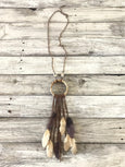 Boho Bone Tribal Feather Skull Leather Fringe Dragon Necklace