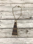 Leather Ethnic Triangle Agate Boho Gypsy Statement Necklace