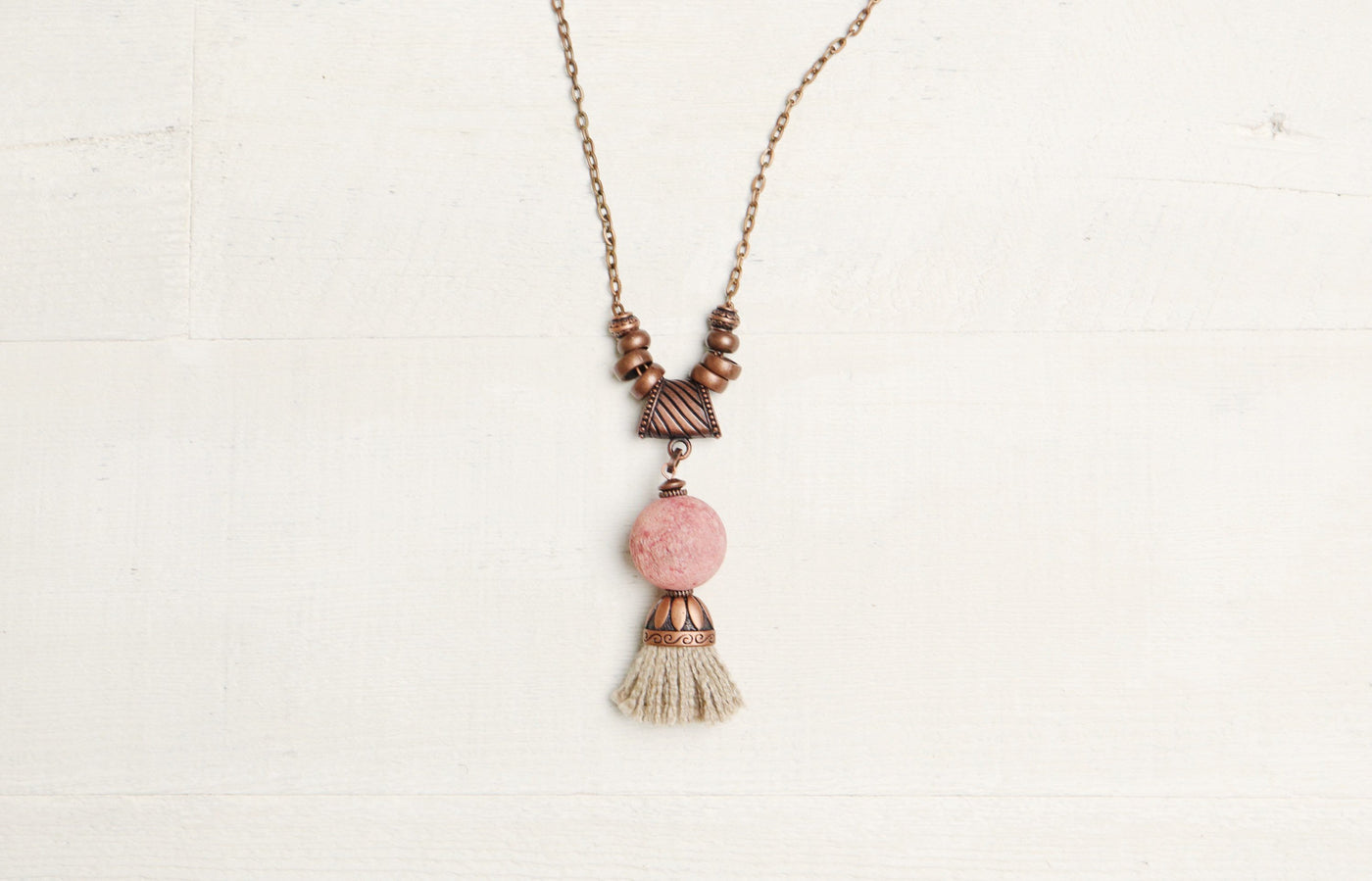 Coral Tassel Pink Ethnic Boho Gypsy Necklace