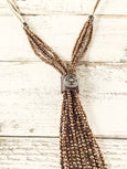 Boho Sparkly Copper Crystal Leather Necklace