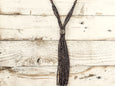 Boho Sparkly Charcoal Gray Crystal Leather Necklace