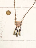 Bohemian Teardrop Pyrite Copper Gypsy Geometric Necklace