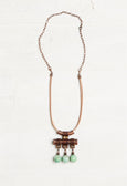 Agate Tube Metal Leather Boho Gypsy Necklace