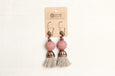 Coral Pink Tassel Rustic Boho Gypsy Ethnic Earrings