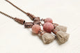 Coral Tassel Pink Ethnic Boho Gypsy Statement Necklace