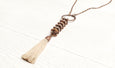 Agate Cage Tassel Boho Gypsy Steampunk Bohemian Natural Necklace, Gypsy Rustic Earthy Stone Thin Long 3D Copper Pendant