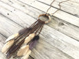 Boho Bone Tribal Feather Skull Leather Fringe Dragon Necklace