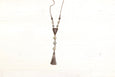 Labradorite Leather Tassel Long Ethnic Necklace