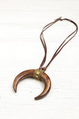 Dark Brown Horn Tribal Boho Necklace - Gypsy Hippie African Bone Earthy Native American Indian Statement Bohemian Ethnic Handmade Jewelry