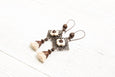 White Flower Square Filigree Tassel Earrings - Light Copper Dangle Cute Lovely Gift for Women Boho Gypsy Ethnic Bohemian Handmade Jewelry
