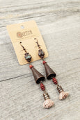 Long Bell Tassel Amazonite Earrings - Boho Cute Cone Red Blue Lovely Statement Dangle Gypsy Valentine Gift Ethnic Bohemian Handmade Jewelry