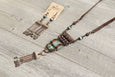 Aventurine Agate Copper Metal Boho Gypsy Necklace, Long Ethnic Tribal Bohemian Leather Western Eclectic Green Stone Statement Earthy Pendant