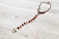 Carnelian Agate & Quartz Leather Boho Necklace - Red Orange Umber Statement Choker Gypsy Stone Gemstone Unique Bohemian Handmade Jewelry Set