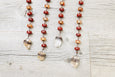 Carnelian Agate & Quartz Leather Boho Necklace - Red Orange Umber Statement Choker Gypsy Stone Gemstone Unique Bohemian Handmade Jewelry Set