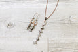 Labradorite Long Loop Boho Earrings - Gray Statement Raw Gypsy Round Stone Gemstone Grey Dangle Unique Bohemian Chic Handmade Jewelry Set