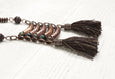 Jasper Tube Tassel Boho Necklace - Blue Gypsy Copper Hippie Tribal Ethnic Long Unique Gemstone Statement Bohemian Layered Handmade Jewelry
