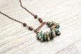 Variscite Green Boho Necklace - Long Gypsy Stone Cute Loop Pendant Hippie Unique Lovely Gemstone Statement Bohemian Rustic Handmade Jewelry