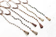 Brown Hematite Earrings - Matte Metallic Boho Statement Long Gypsy Stone Gemstone Dangle Simple Playful Bohemian Chic Necklace Jewelry Set